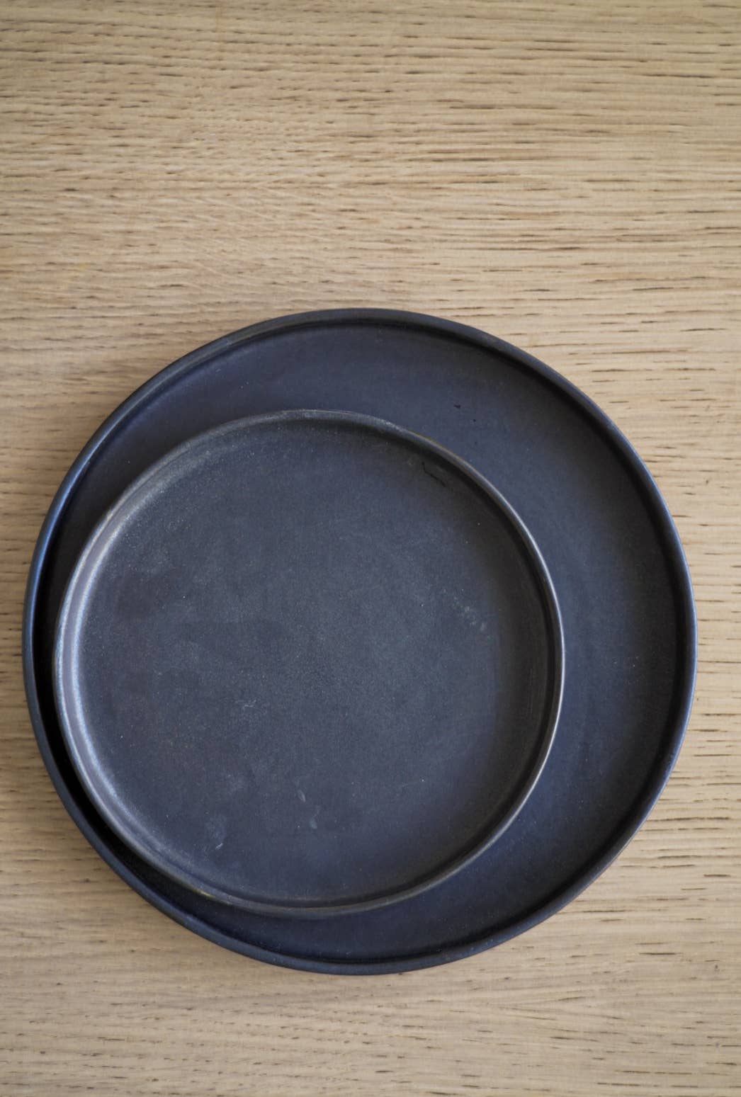 Ethical Trade Co Tabletop Salad Plate / Black Handmade Ukrainian Stoneware Matte Dinner Plates