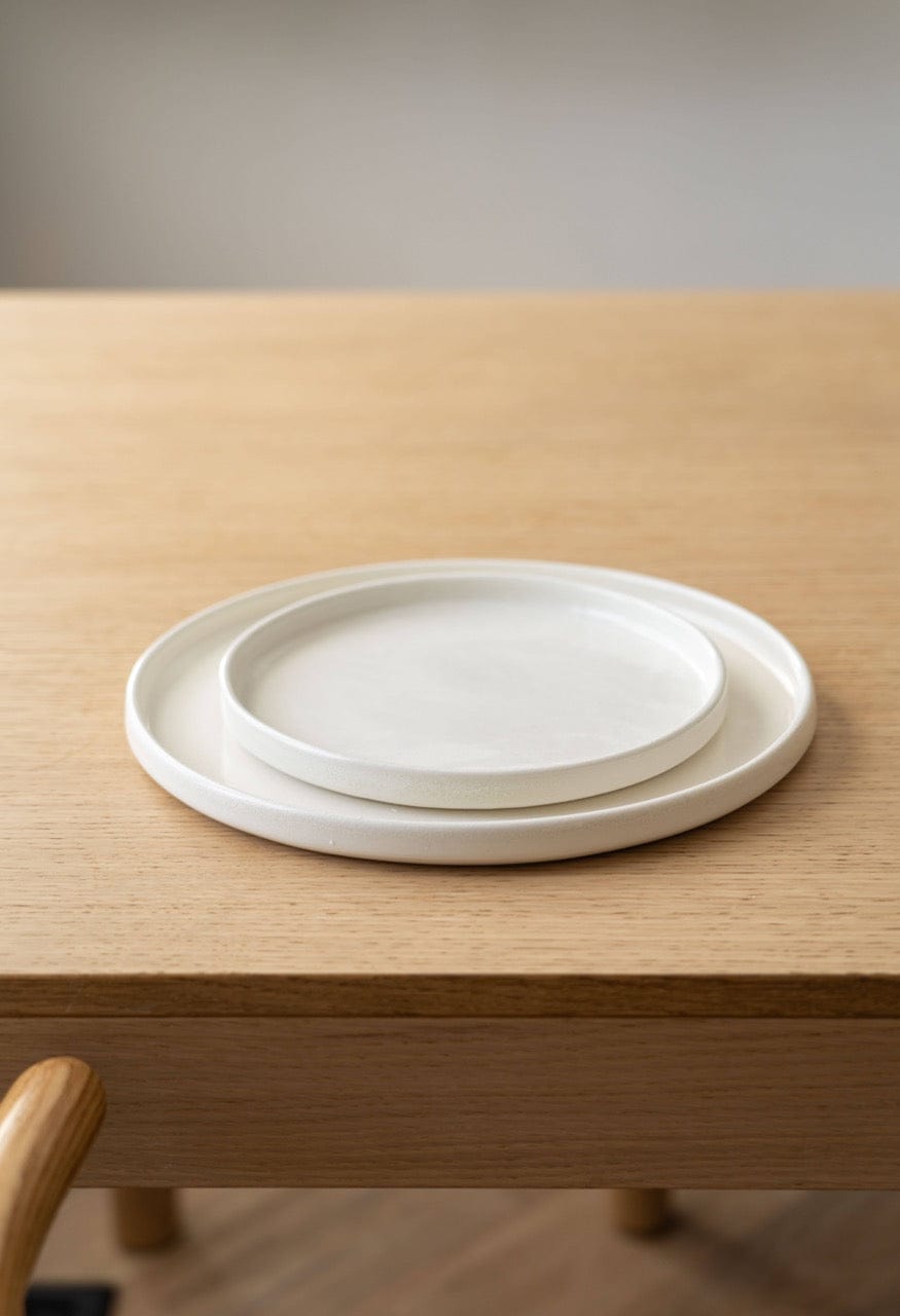 Ethical Trade Co Tabletop Salad Plate / White Handmade Ukrainian Stoneware Matte Dinner Plates