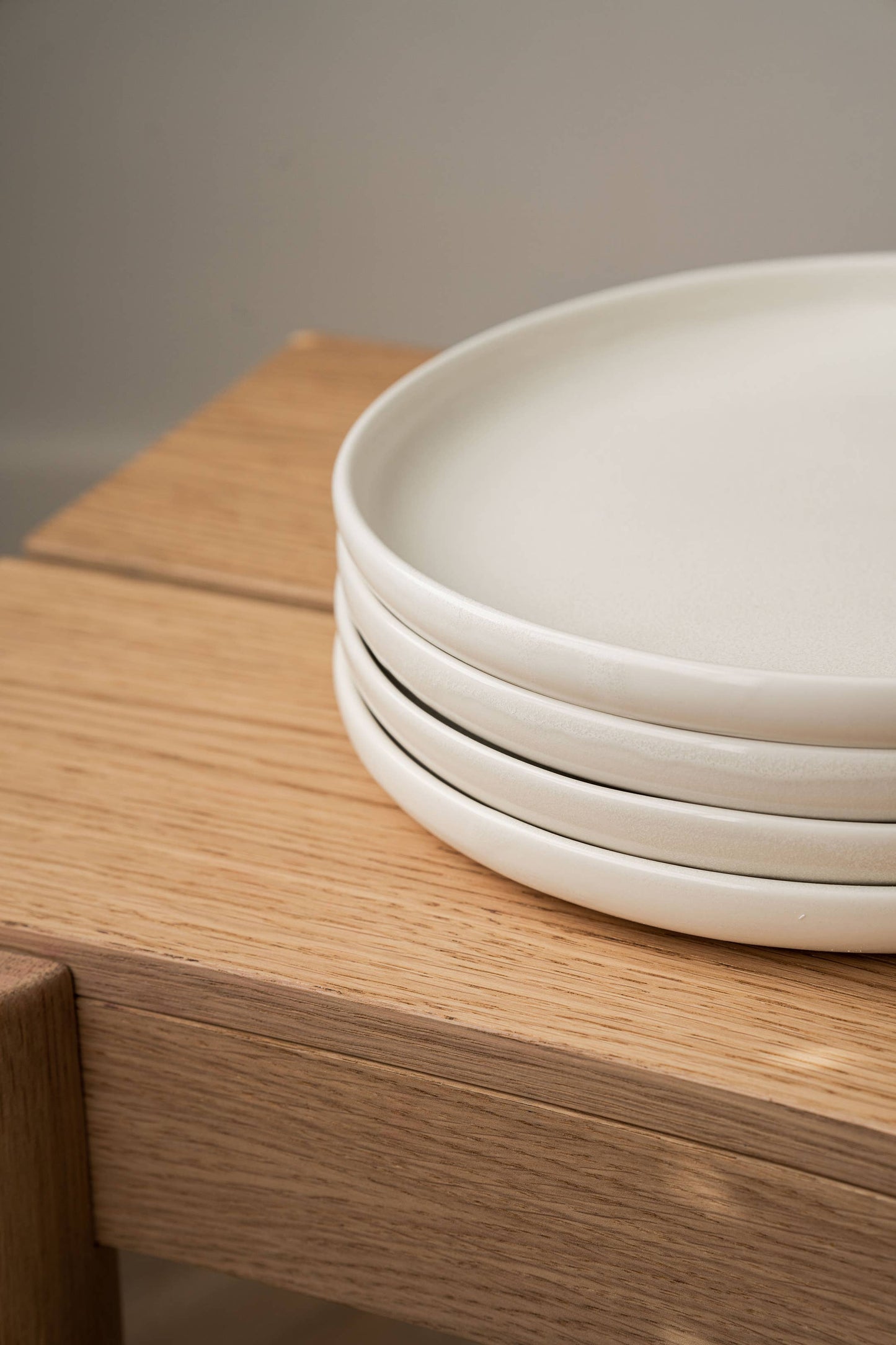Ethical Trade Co Tabletop Dinner Plate / White (Round Sides) Handmade Ukrainian Stoneware Matte Dinner Plates