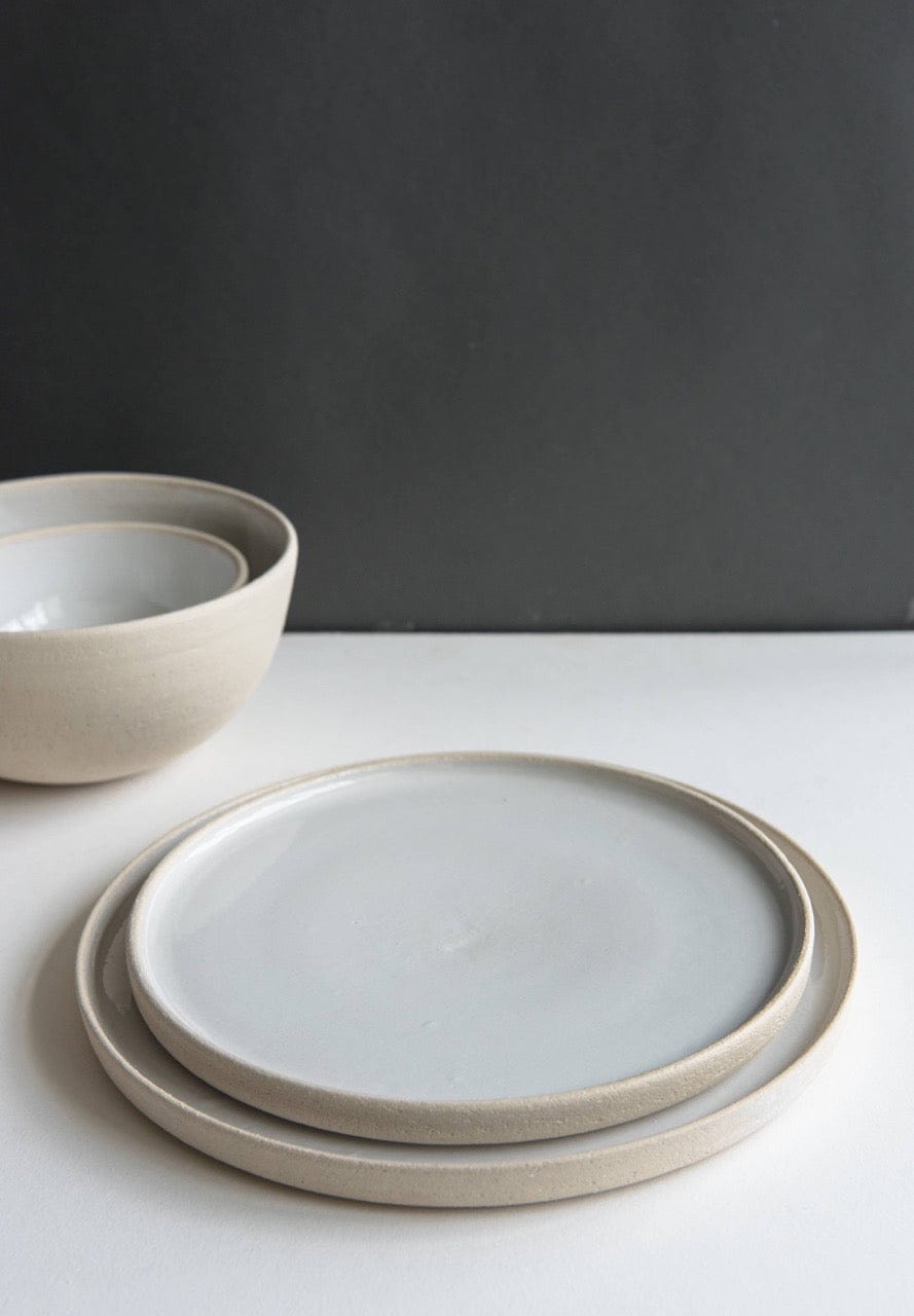 Ethical Trade Co Tabletop Dinner Plate / White Handmade Ukrainian Stoneware Matte Dinner Plates