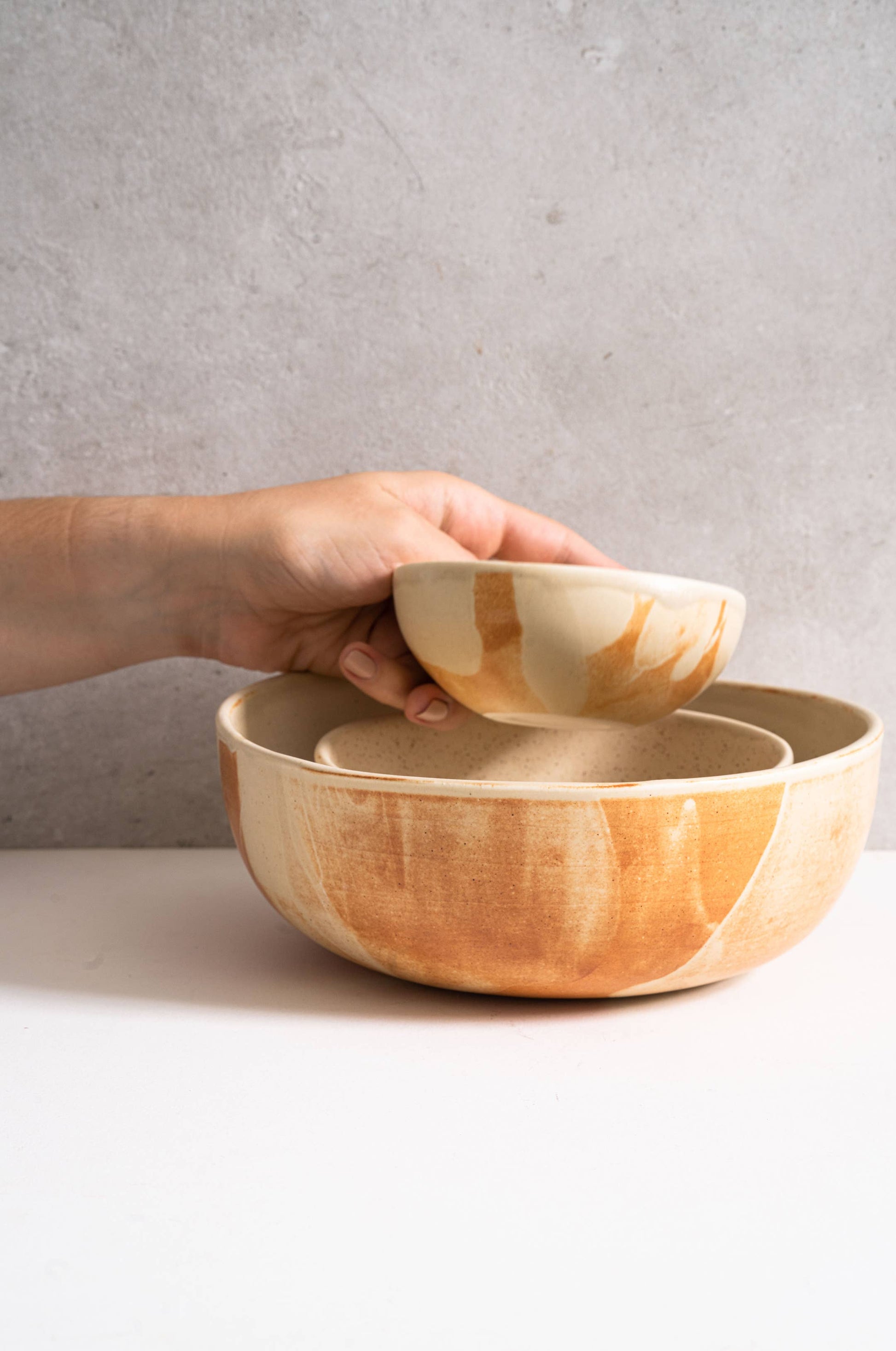 Ethical Trade Co Tabletop Handmade Ukrainian Stoneware Nesting Bowl Set