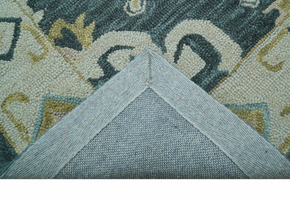 Taj Custom Made Teal Traditional Design Hand Tufted Wool Rug.