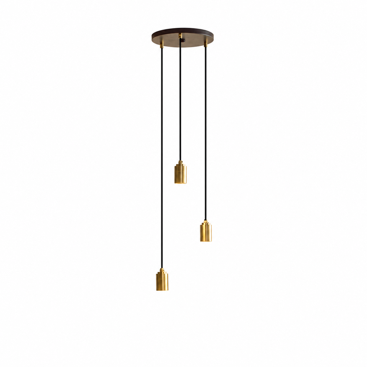Triple Pendant in Brass on a white background