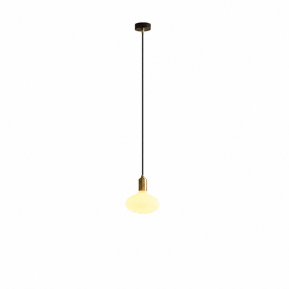 Oval Pendant Light in Brass on a white background