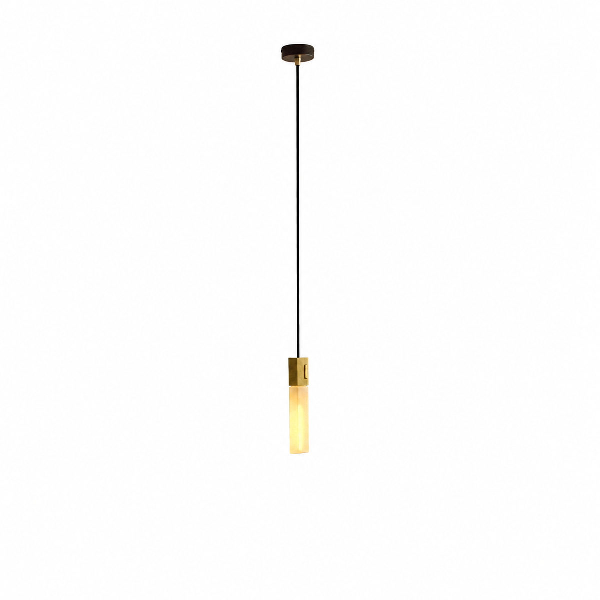 Basalt Single Pendant in Brass on a white background
