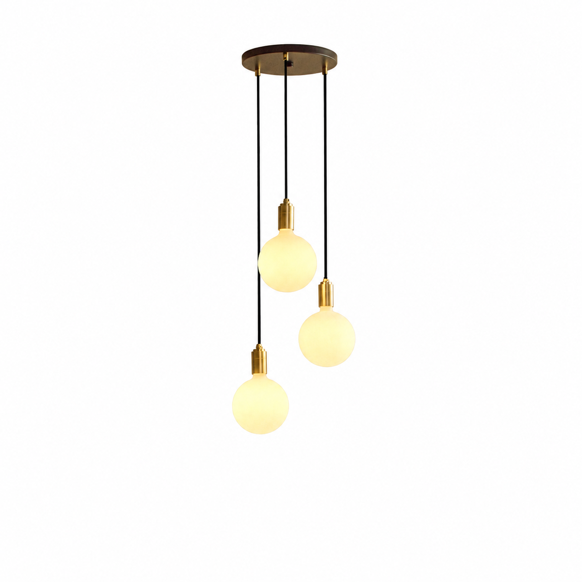 Triple Pendant in Brass + Sphere IV on a white background