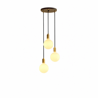 Triple Pendant in Brass + Sphere IV on a white background