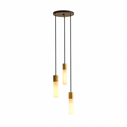Basalt Triple Pendant in Brass on a white background