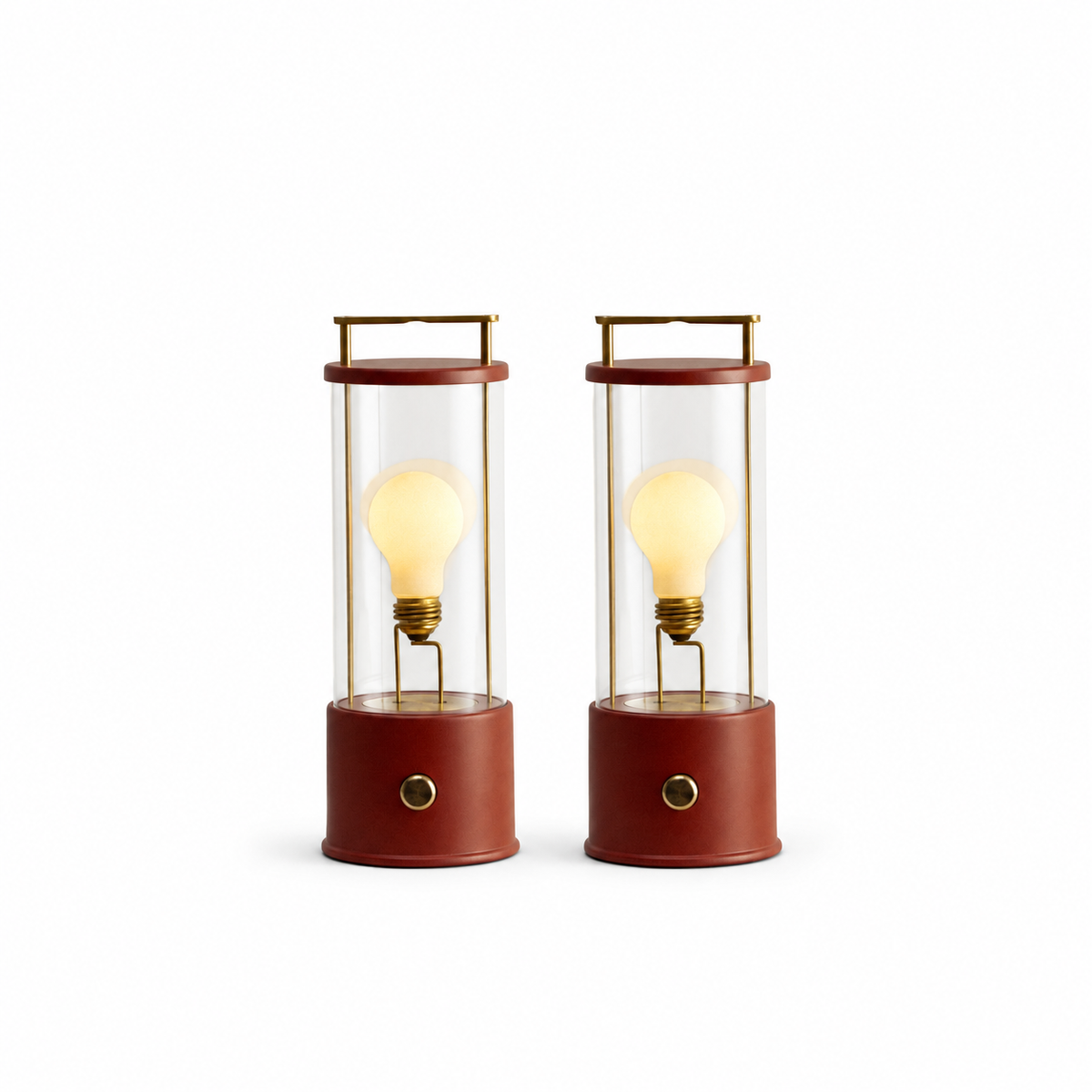 The Muse 1.0 Portable Lamp in Pomona Red - Set of 2 on a white background