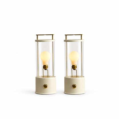 The Muse 1.0 Portable Lamp in Candlenut White - Set of 2 on a white background