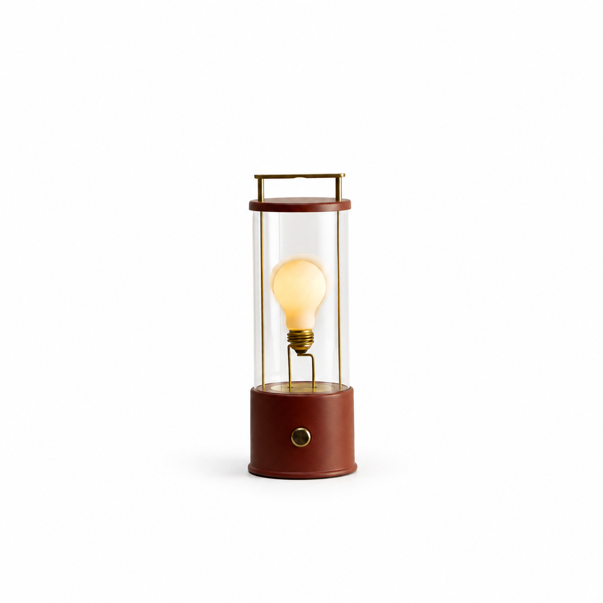 The Muse 1.0 Portable Lamp in Pomona Red on a white background