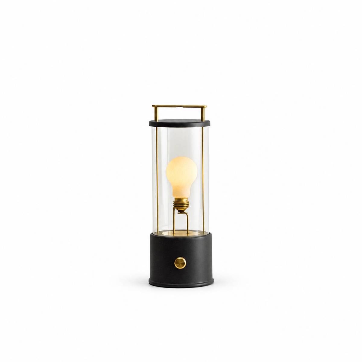 The Muse Portable Lamp in Hackles Black on a white background