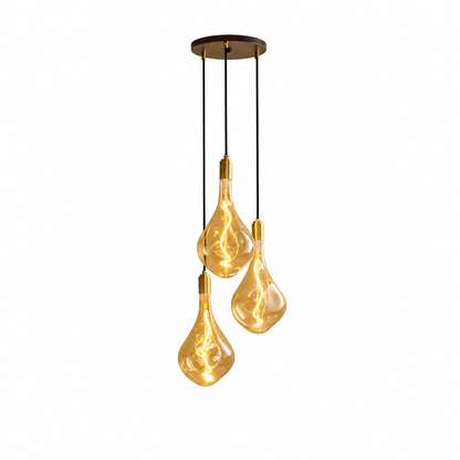 Triple Pendant in Brass + Voronoi III on a white background