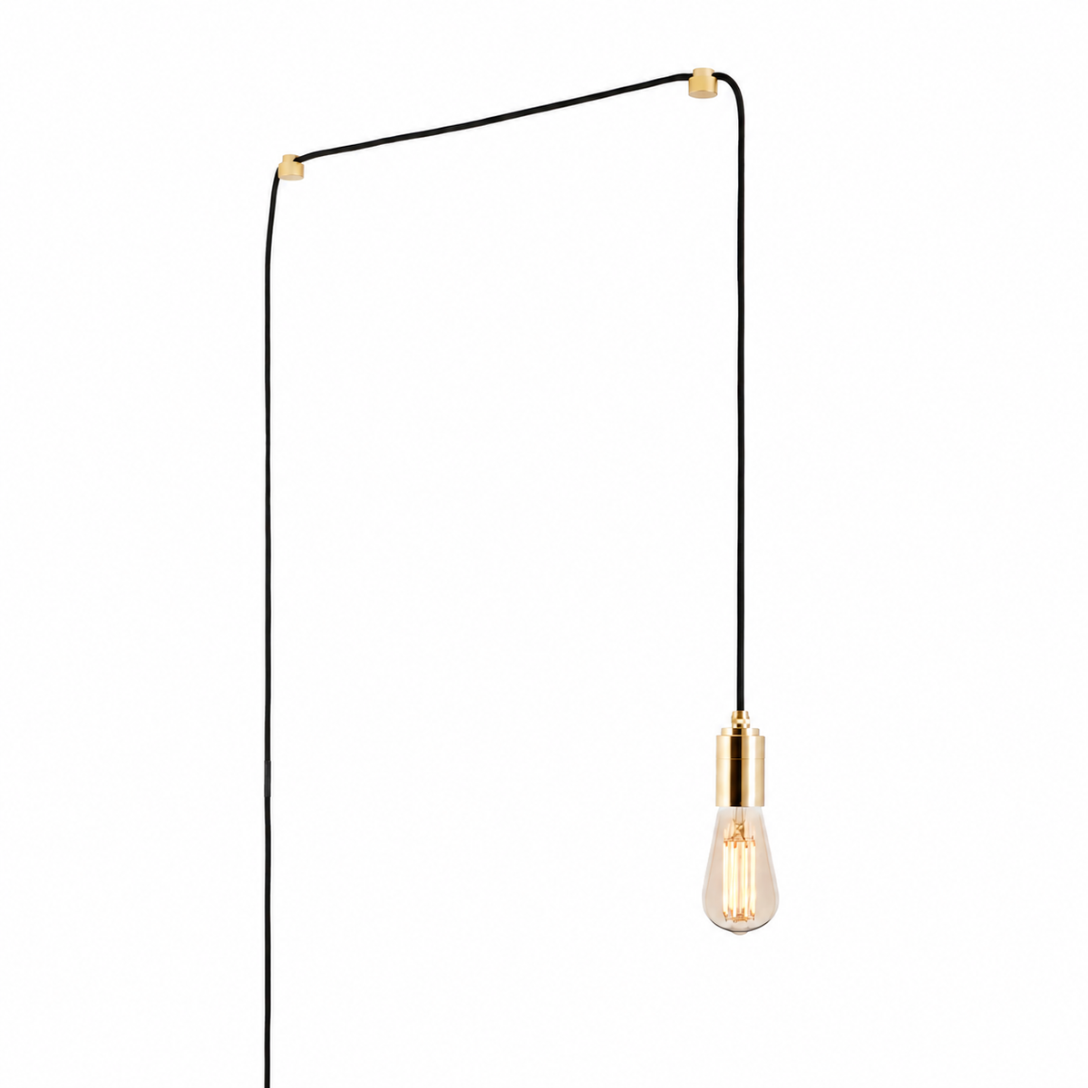 Squirrel Cage Plug-In Pendant in Brass on a white background
