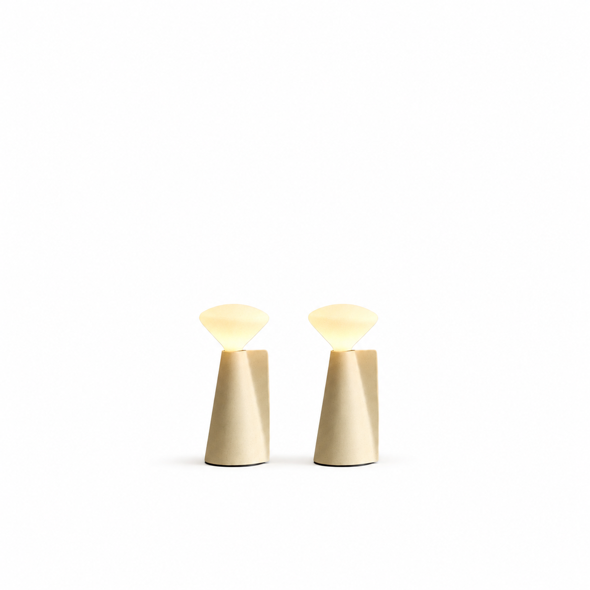 Mantle Portable Lamp in Stone White - Set of 2 on a white background