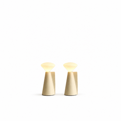 Mantle Portable Lamp in Stone White - Set of 2 on a white background