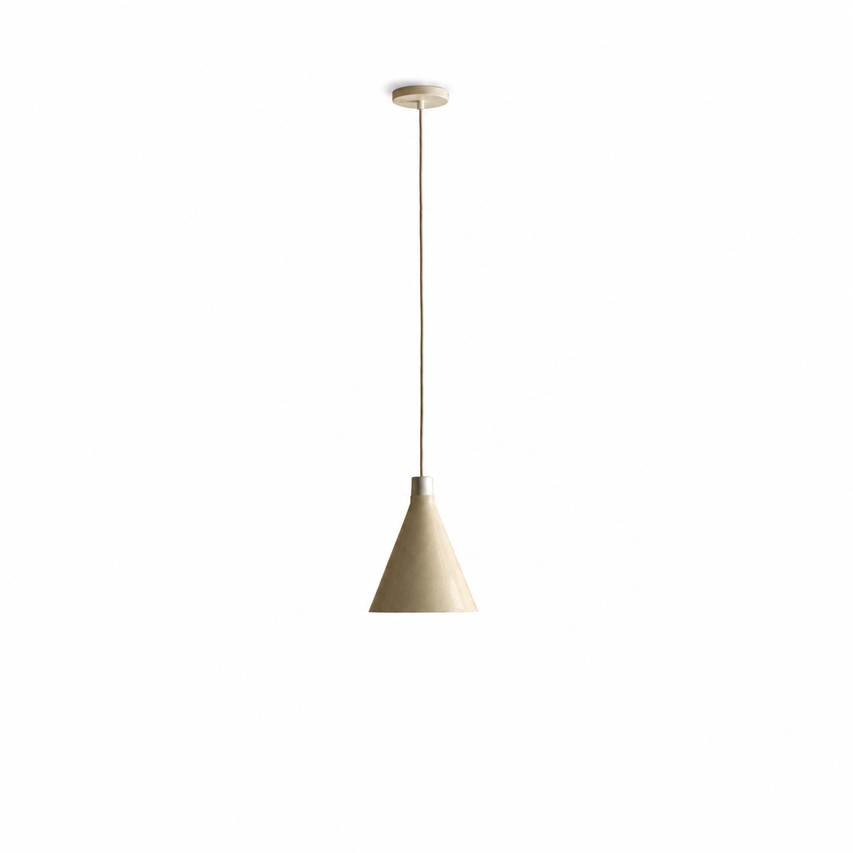 Bower Pendant Light Small in Oyster White + Sphere III on a white background