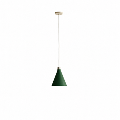 Bower Pendant Light Small in Dark Green + Sphere III on a white background