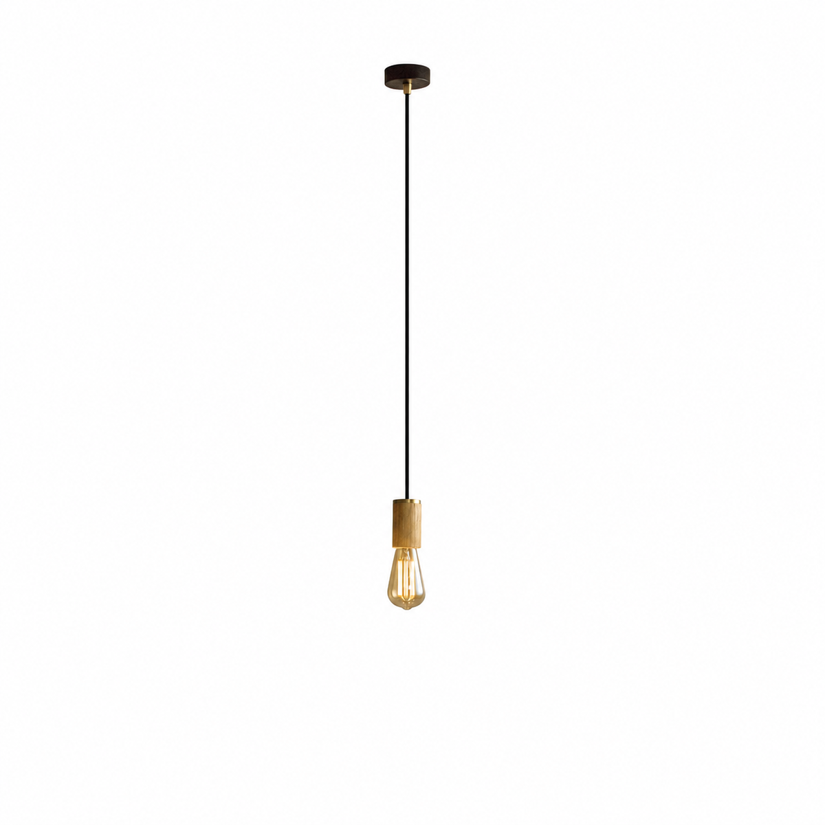 Squirrel Cage Pendant Light in Oak on a white background