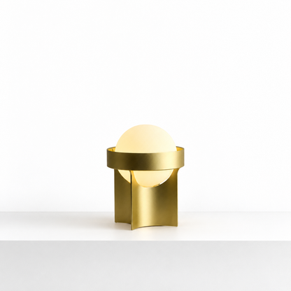 Loop Table Lamp in Gold + Sphere IV on white background