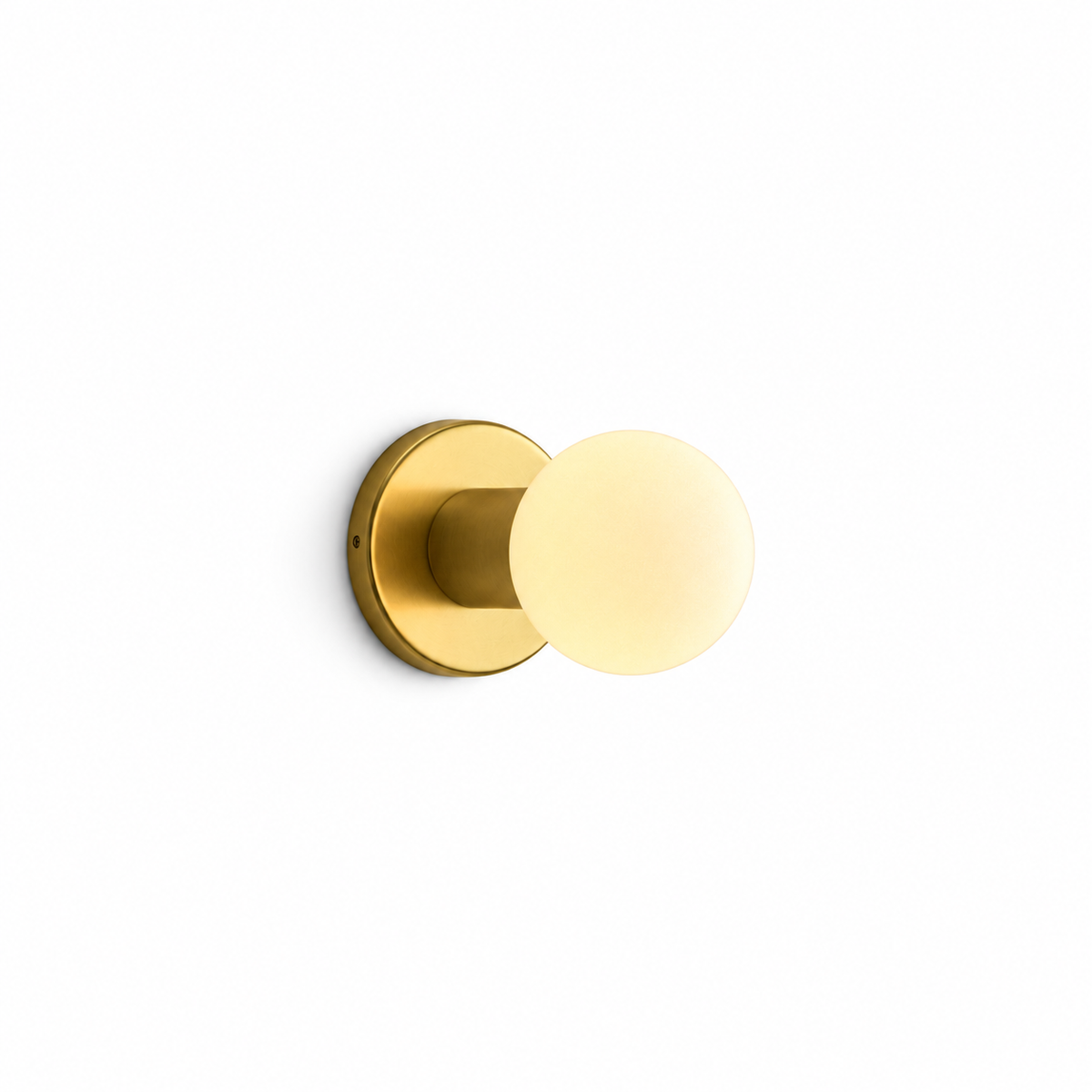 Lochan Wall Light in Brass + Sphere III on white background