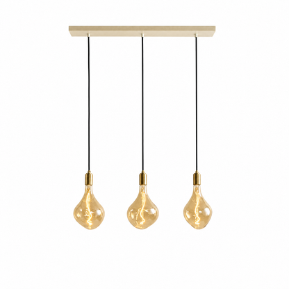 Linear Triple Pendant in Brass + Voronoi II on white background