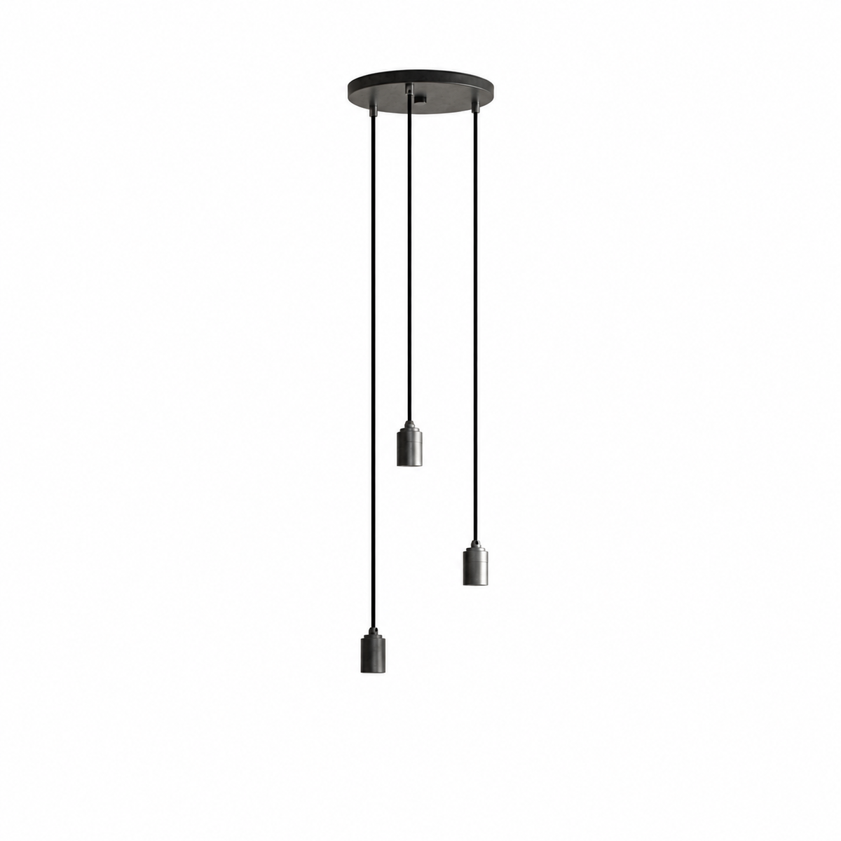 Triple Pendant in Graphite - Black Canopy on white background