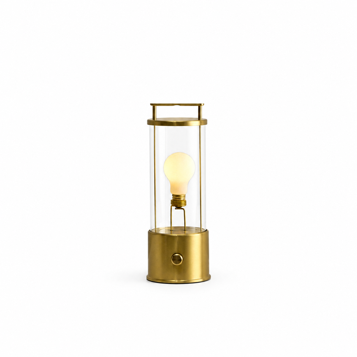 The Muse 1.0 Portable Lamp in Solid Brass on white background