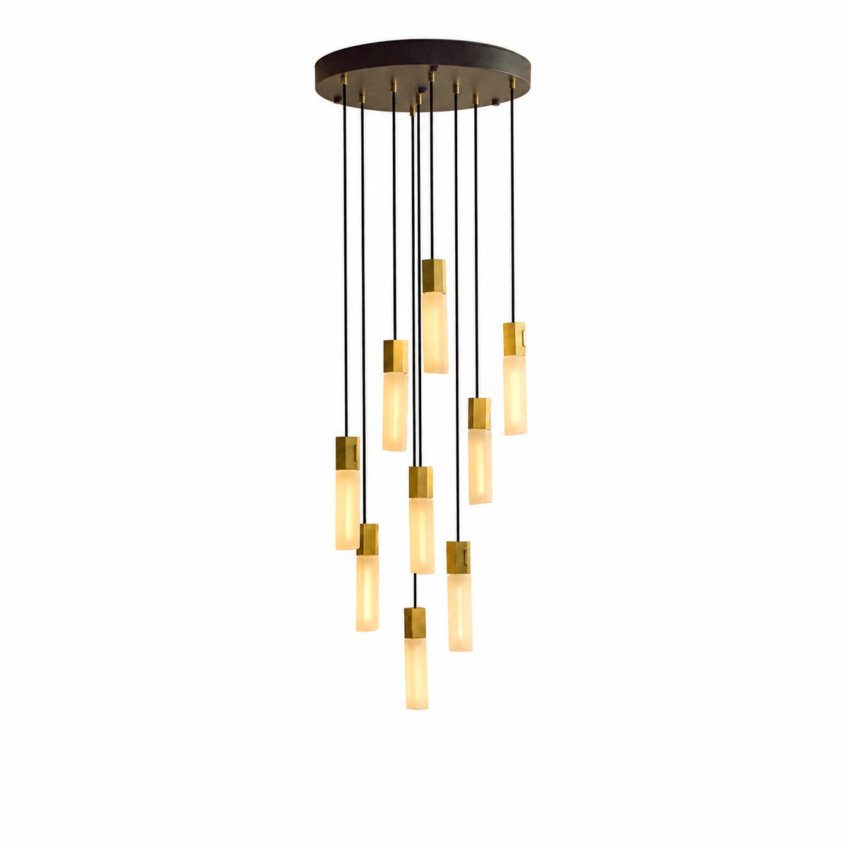 Basalt Nine Pendant in Brass on white background