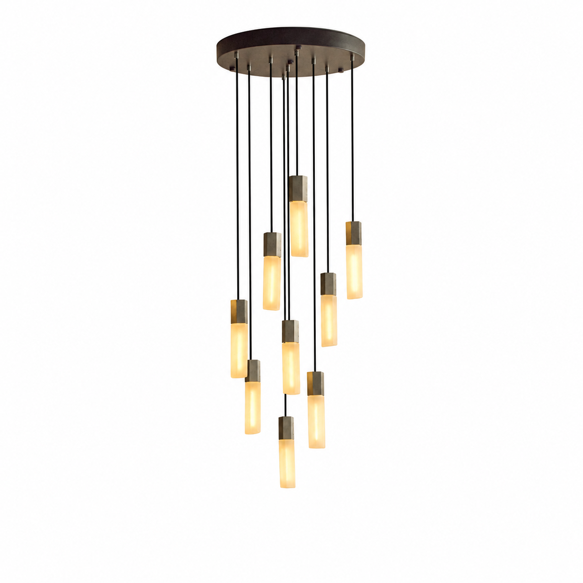 Basalt Nine Pendant in Stainless Steel on white background