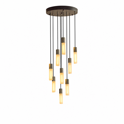 Basalt Nine Pendant in Stainless Steel on white background