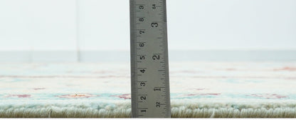 Teal And Beige Traditional Oushak Hand Knotted Wool Area Rug.