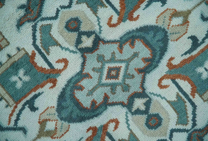 Teal and Silver Traditional Heriz Floral Hand Knotted Multi Size wool Area Rug.