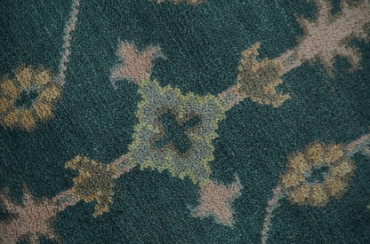 Teal, Gray and Beige Hand Knotted Traditional Oushak Custom Made wool Area Rug.