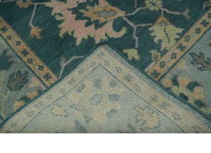 Teal, Gray and Beige Hand Knotted Traditional Oushak Custom Made wool Area Rug.