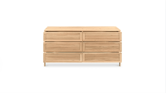 Moe's Home Collection Teeda Dresser Organic Bookshelf Slab with Glass Shelves