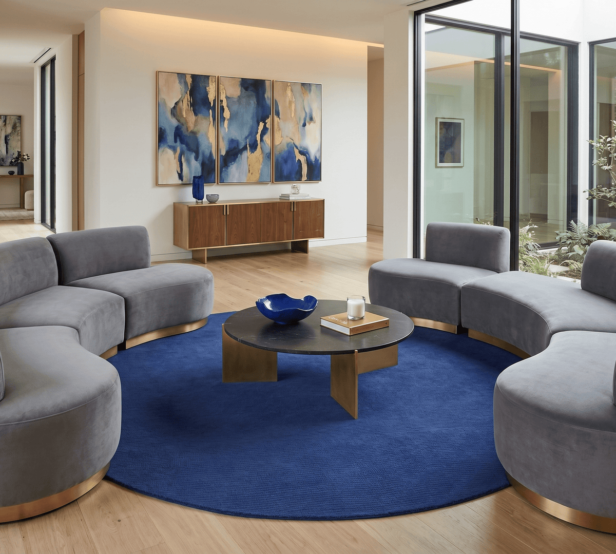 Terra Custom Made Blue Modern Solid Design Hand Tufted Wool Rug.