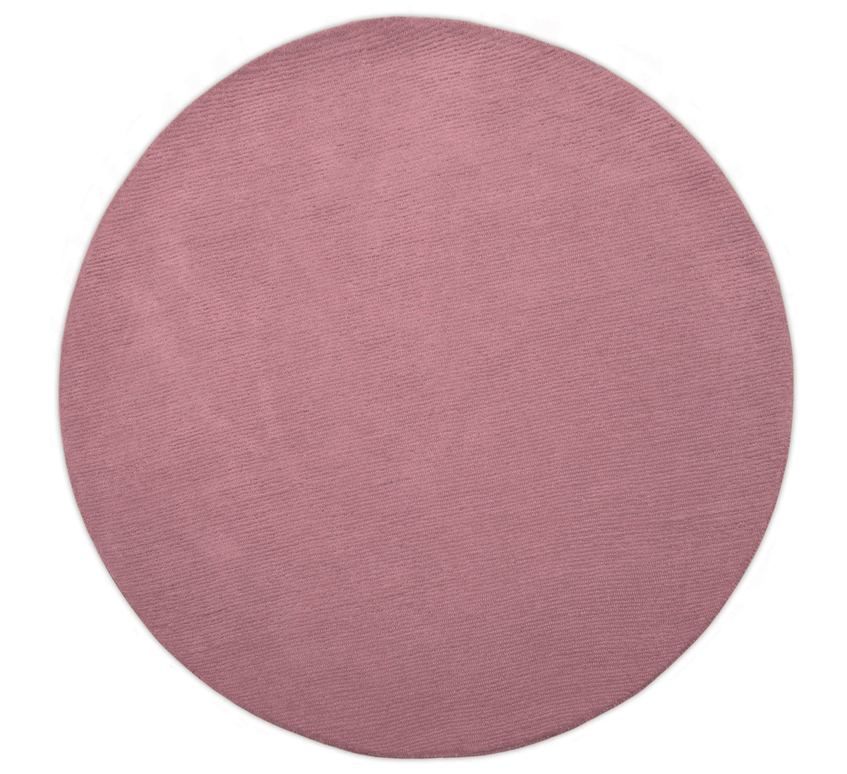 Custom Made Round Pink Modern Solid Design Hand Tufted Wool Rug.