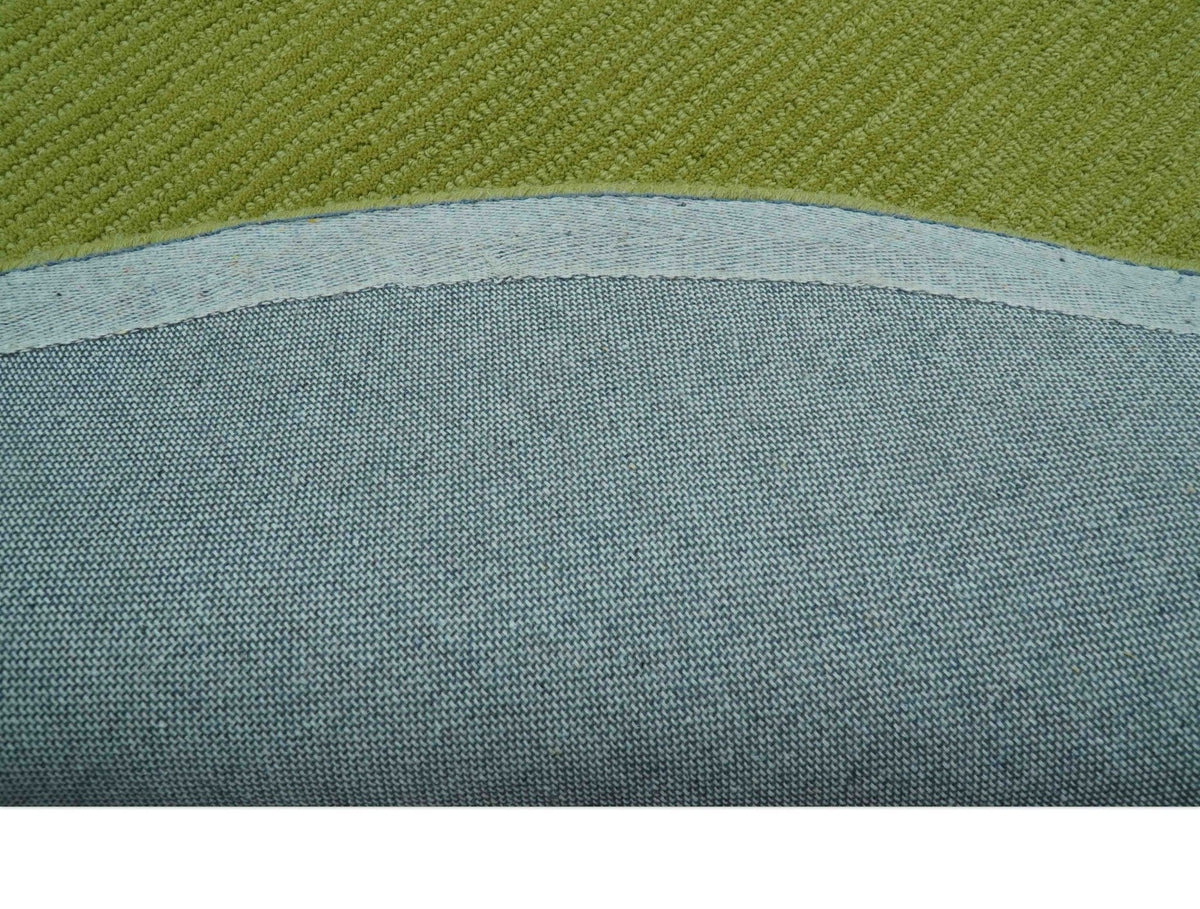Terra Custom Made Modern Solid Design Green Hand Tufted Wool Rug.