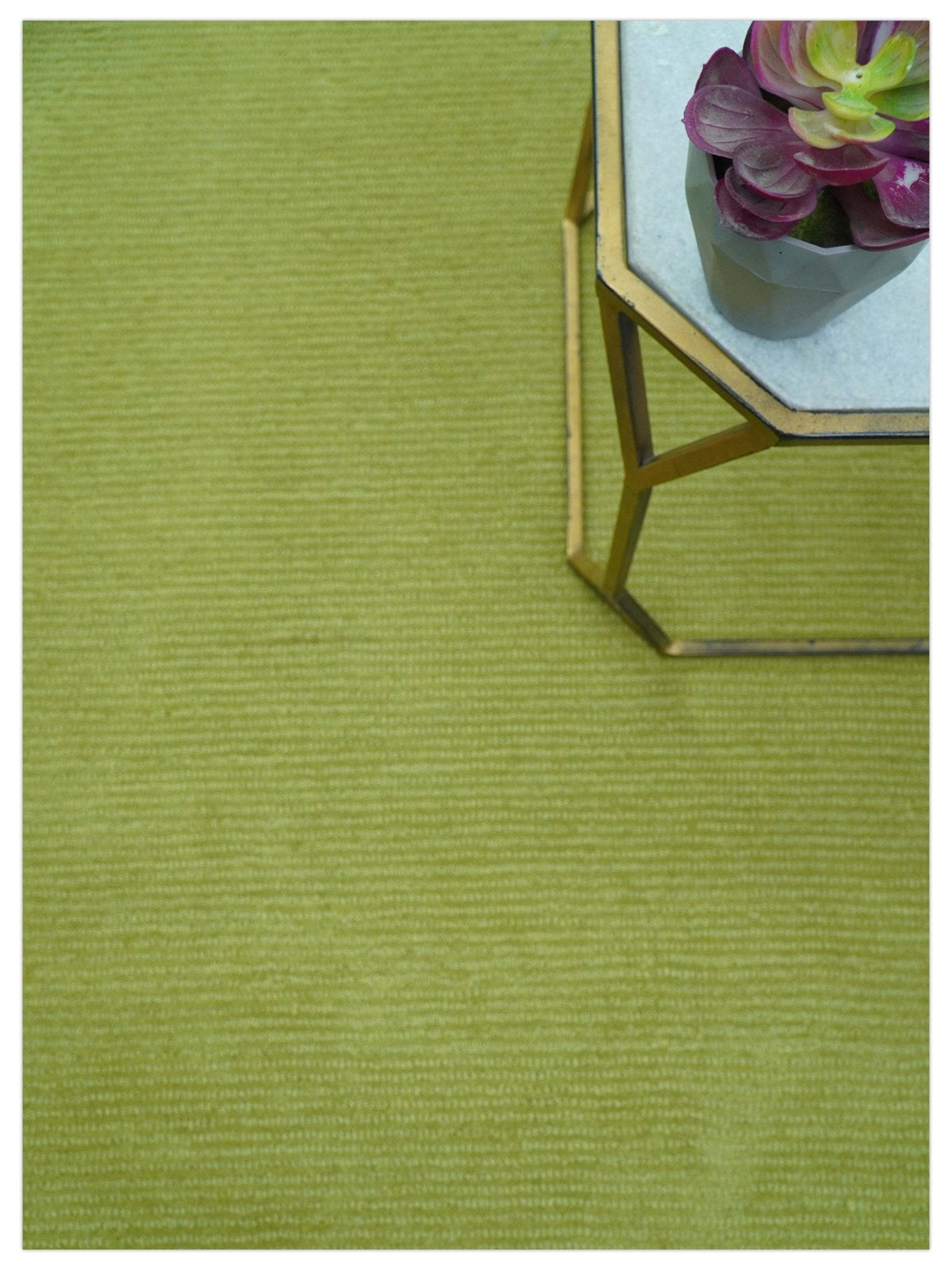 Terra Custom Made Modern Solid Design Green Hand Tufted Wool Rug.