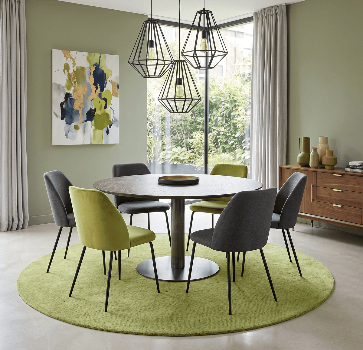 Terra Custom Made Modern Solid Design Green Hand Tufted Wool Rug.