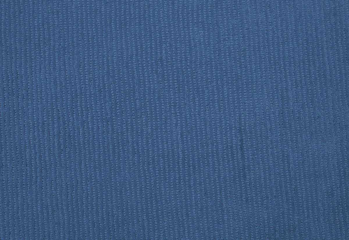 Custom Made Modern Solid Design Blue Round Hand Tufted Wool Rug.