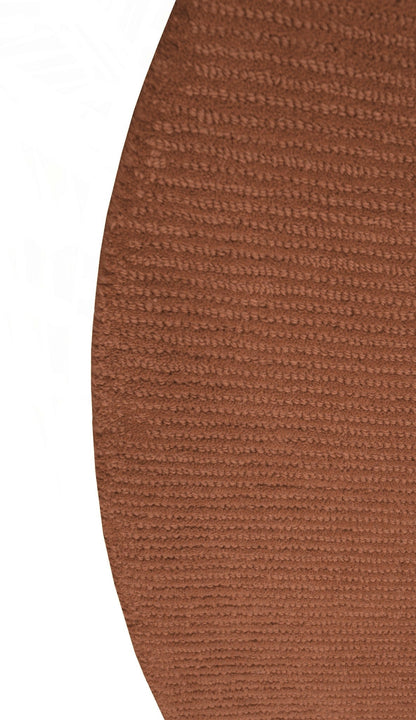 Custom Made Hand Tufted Rust Modern Solid Design Round Wool Rug.