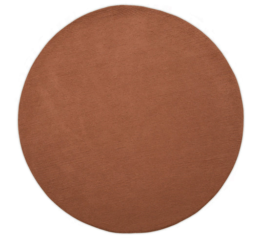 Custom Made Hand Tufted Rust Modern Solid Design Round Wool Rug.