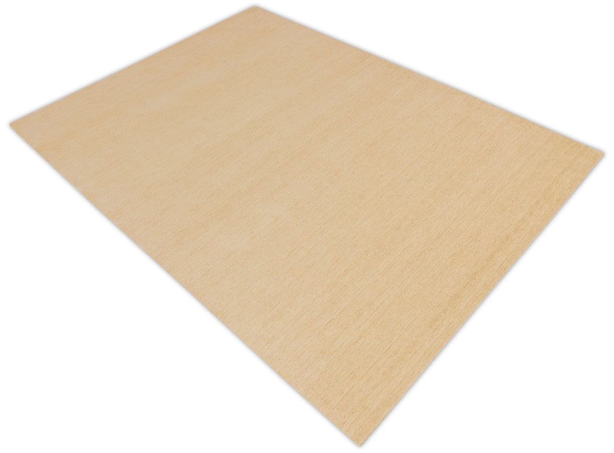 Terrain Hand Loomed Modern Beige Solid Design Wool Area Rug.