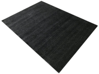 Terrain Hand Loomed Modern Charcoal Solid Design Wool Area Rug.