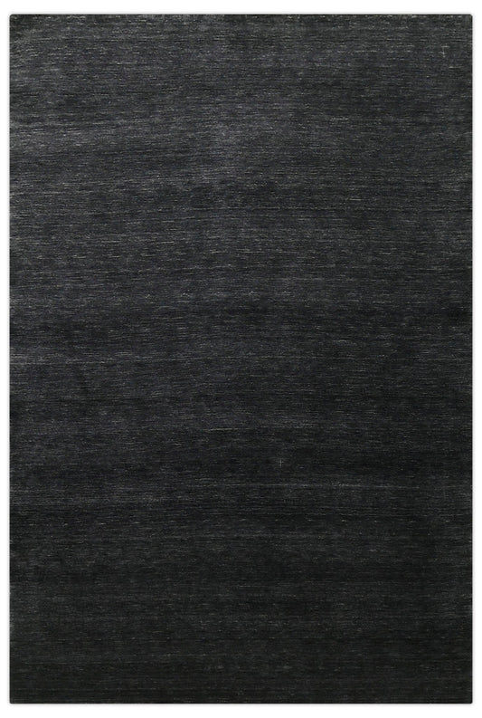 Terrain Hand Loomed Modern Charcoal Solid Design Wool Area Rug.