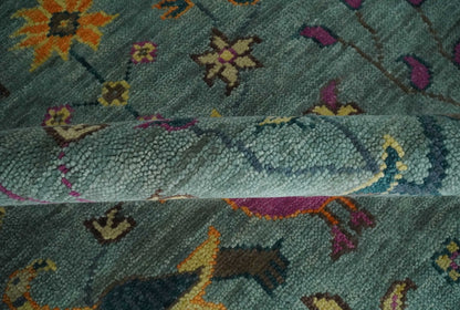 The Jungle Life Peacock on tree Rug Hand Knotted Multi Size Green Wool Rug.