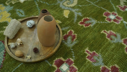 The Peacock Garden Bird Hand Knotted Custom Made Wool Area Rug.