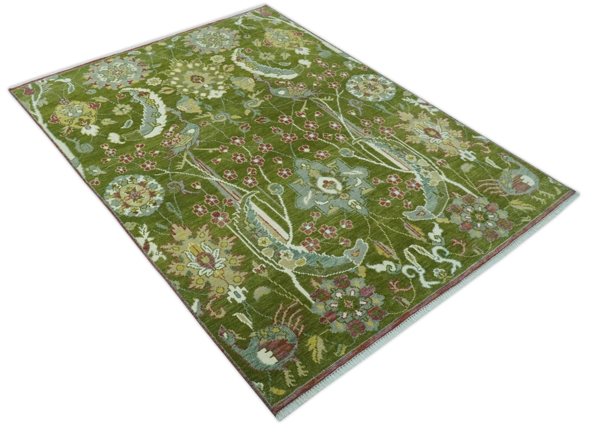The Peacock Garden Bird Hand Knotted Custom Made Wool Area Rug.